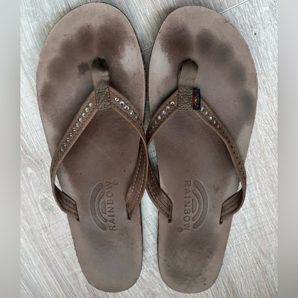 Rainbow Leather Sandals with Swarovski Crystals